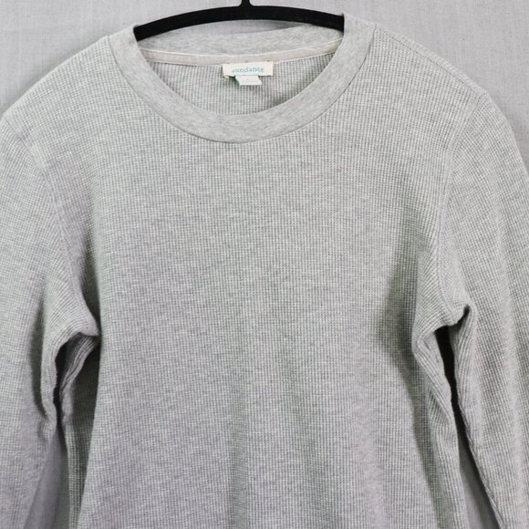 Sundance Thermal Top Women Small Gray Waffle Knit Velvet Cuff Button Long Sleeve - Picture 7 of 12